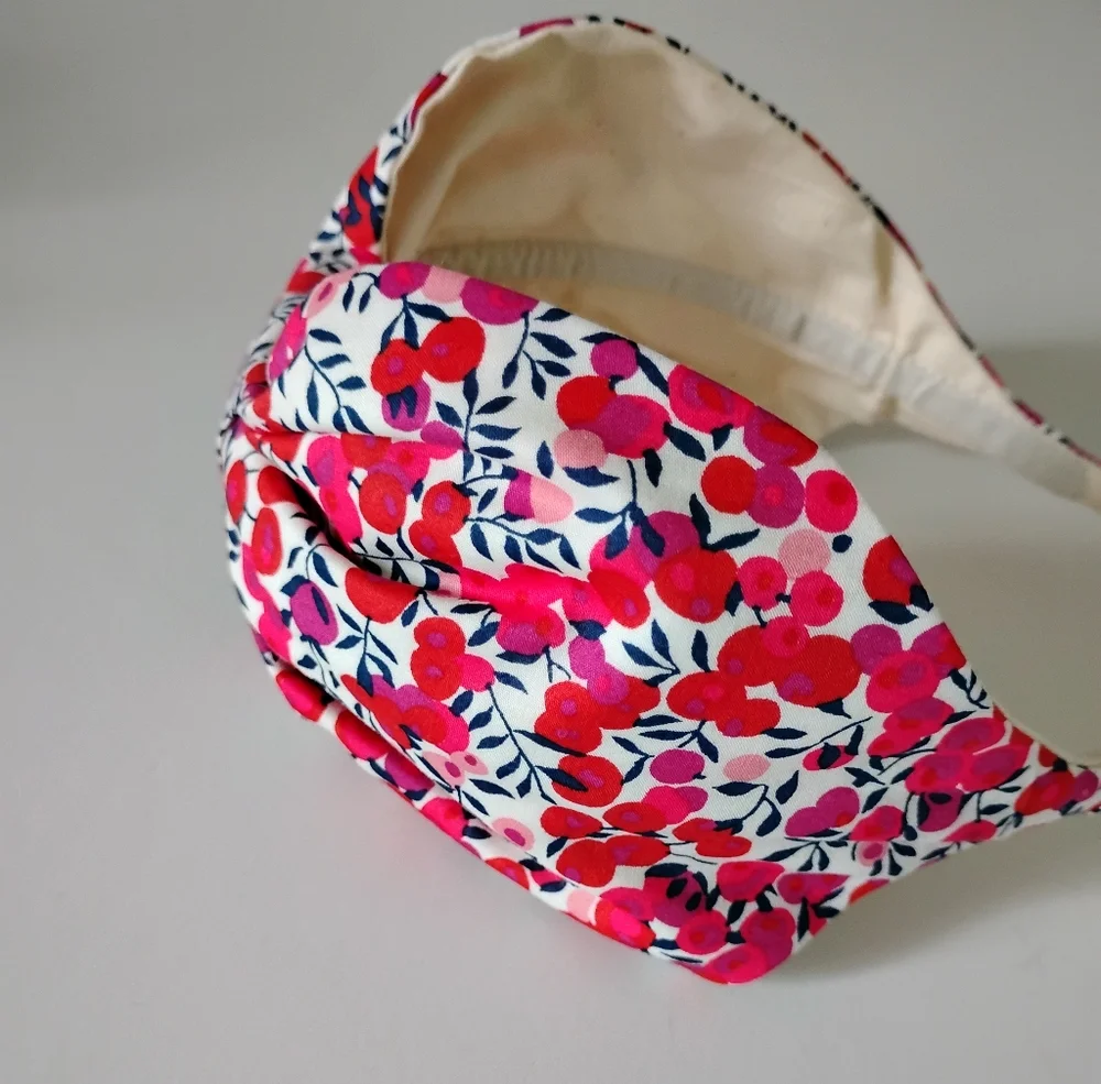 Liberty Art Fabric Tana Lawn Headband Wiltshire Red Blue Berry Classic Bespoke - Picture 7 of 12